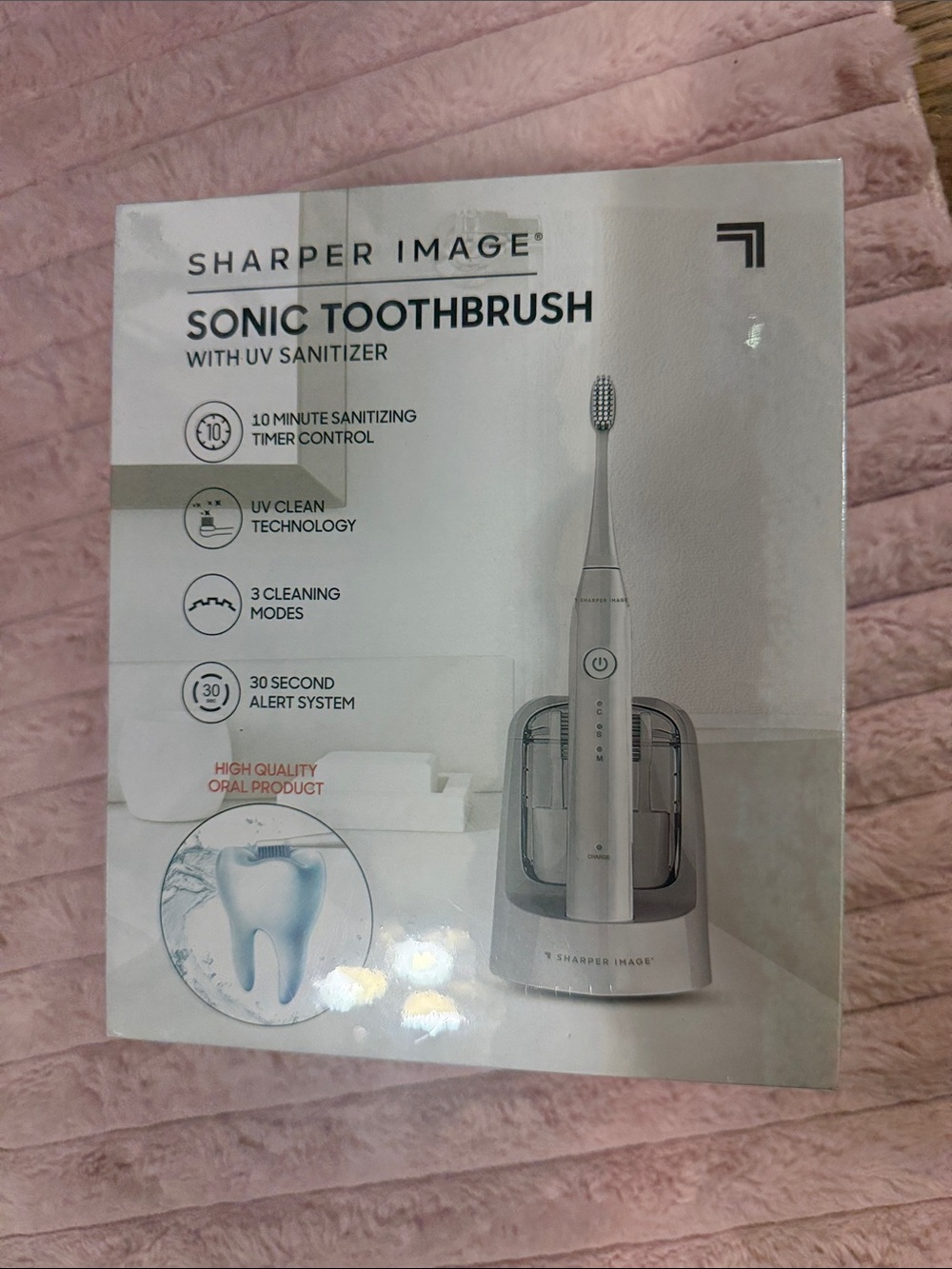 Sharper Image White Sonic Toothbrush with UV Sanitizer